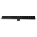 Alfi Brand 24" Black Matte Stainless Steel Linear Shower Drain with Groove Holes ABLD24C-BM